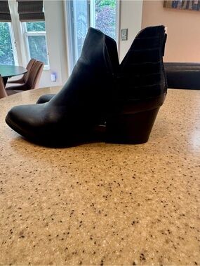 SO Black Low Block Heel Ankle Booties